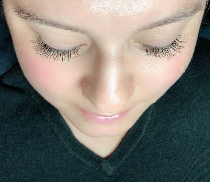 Eyelash lift at Mlashes Brisbane closed eyes from above